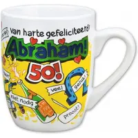 Paper Dreams mok cartoon-stijl 50 jaar keramiek 325 ml geel/wit