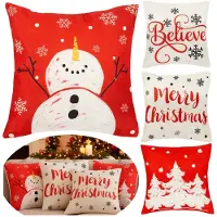 Springos Sierkussenhoes | Kussenhoes | Kussensloop | Woonaccessoires | 40 x 40 cm | 4 Stuks | Kerstpatronen | Rood/Wit