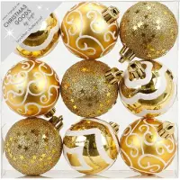 Inge-glas Inge Christmas Kerstballen - 9 stuks - goud - kunststof - 6 cm - Kerstboomversiering/kerstversiering