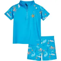 Playshoes UV-bescherming 'Sea Animals' turquoise / lichtblauw / lichtgrijs / oranje