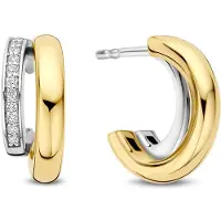 Ti sento Dames Oorbellen - 925 zilver - Zirkonia met geel verguld - 78035ZY