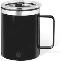 Benson Warmhoudbeker - thermos beker Barista - reis koffiebeker - RVS - zwart - 400 ml - deksel