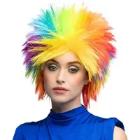 Boland - Pruik Punky rainbow Multi - Hanenkam - Kort - Unisex - Clown - Circus - Pride - Foute Party - Carnaval - Themafeest