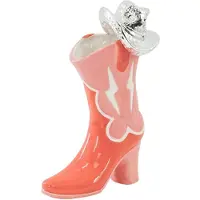 Housevitamin Bloemenvaas Laars met Disco Hoed – Keramische Design Vaas – Roze / Oranje – 26,5 cm