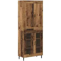 vidaXL Highboard 2 st Oudhout 69,5 x 34 x 180 cm Bewerkt hout