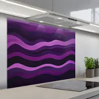 KitchenYeah Spatscherm 100x75 cm - Zelfklevende achterwand Lijnen - Golven - Paars - Abstract - Keuken muurbeschermer - Spatwand fornuis