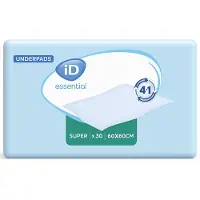 Ontex iD ID Essential Underpads Super 60 x 60 cm - 1 paquet de 30 protections