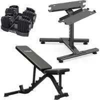 Focus fitness Force 8 – Trainingsbank – Verstelbare Dumbbellset Shift 2x24 kg – Dumbbell Stand