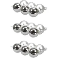 Othmar decorations 18x stuks kerstversiering kerstballen zilver van glas - 8 cm - mat/glans - Kerstboomversiering