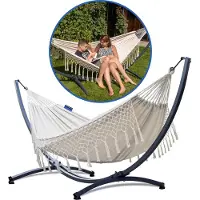 Potenza Hangmat Standaard 2 Persoons Luxe – VERHOOGDE, STEVIGE Constructie | Comfortabele Hangmat | Max. Belast. 220 kg – Grande Santia