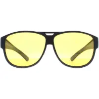 Montana Aviator Unisex Mat Zwart Geel Gepolariseerd FO6 Fit Over Bril Nacht Rijden Zonnebril