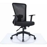 Goliving Ergonomisch Bureaustoel + Vloerbeschermer 120 x 150 cm - Kantoorstoel + Bureaustoelmat - Office Chair - Verstelbaar - Op Wieltjes - Voor Volwassenen - EN-1335 - Zwart