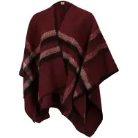 Sarlini dames poncho - woven poncho - multi bordeaux - one size