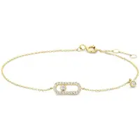 New Bling - 9NBG-0966 - 14K geelgouden armband – ovaal design – met zirkonia