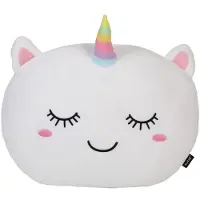 Itotal Home&Gifts Pillow Head40x30x15cm "UNICORN" Medium Flat de eenhoorn wit - kinderkussen - kussen Kinderkamer - Fun kussens - Sierkussen- zacht kinderkussen - pluche