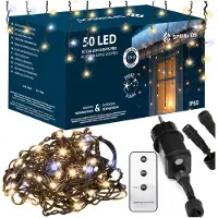 Springos Lichtgordijn | IJspegel Verlichting | 50 LEDs | Warm wit + Koud wit flits | 2,5 M