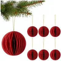 Springos Kerstbal | Papier | 8 Cm | 3D | Rood | 6 Stuks