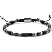 Frank 1967 7FB-0836 – – Heren Armband – Kralenarmband – Agaat & Hematiet – Zilverkleurig