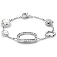 Ti sento Dames Armband - 925 zilver - Zirconia wit - Maat M - 23065ZI