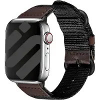 Strap-it Canvas/Nylon Bandje - ademend, verstelbaar, lichtgewicht - Zwart - geschikt voor Apple Watch (Series 12/11/10), (Ultra 4/3/2/1), (SE 3/2/1), (Series 9/8/7/6/5/4) - 44/45/46/49mm