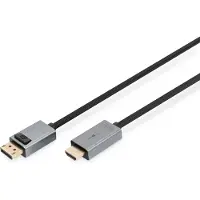Digitus DB-340202-018-S HDMI-kabel DisplayPort / HDMI Aansluitkabel DisplayPort-stekker, HDMI-A-stekker 1.8 m Zwart 4K UHD, Afgeschermd (drievoudig), Flexibel,