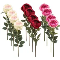 Emerald - Kunstbloem Roos Joelle 65cm - Set van 12 - Kunstplant voor binnen