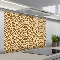 KitchenYeah Spatscherm 100x75 cm - Zelfklevende achterwand Luipaard - Bruin - Patroon - Keuken muurbeschermer - Spatwand fornuis