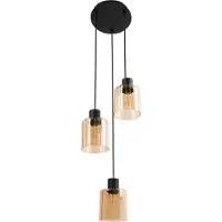 Beliani KITARE - Hanglamp 3 lichten - Zwart/Beige - Metaal
