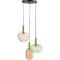 Beliani NJORO - Hanglamp met 3 lichten - Meerkleurig - Glas