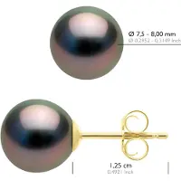 ATELIERS SAINT GERMAIN Oorbellen Geel Goud 375 - Echte Gecultiveerde Tahiti Parels Semi Rond 7,5-8 mm