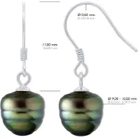 ATELIERS SAINT GERMAIN Oorbellen van Zilver 925 en Echte Gecultiveerde Tahiti Parelomtrek 9-10 mm