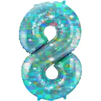 Folat - Folieballon Cijfer 8 Galactic Aqua - 86 cm