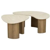 Hoyz Collection salontafel romano organic travertin look set van 2