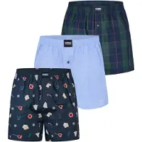 Happy Shorts Boxershorts 'Christmas' lichtblauw / donkerblauw / donkergroen / rood