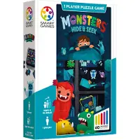 SmartGames Monsters Hide & Seek - Compact Logisch Denkspel - 60 Educatieve Monster Uitdagingen - Reisspel & Solospel - Vanaf 6 Jaar