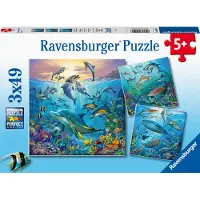 Ravensburger Ocean Life 3 x 49 Stuk Puzzelset voor Kinderen - 05149 - Elke Puzzelstuk is Uniek