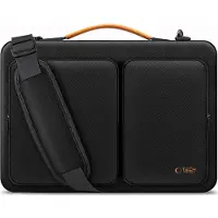 TechProtection Defender MacBook 15 / 16 Inch Sleeve Laptop Tas Zwart / Oranje