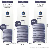 Infinity Leather Harde TSA-koffer met rookblauwe, sterke schaal, 8-wiel handbagage, vakantiekoffer