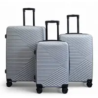 Infinity Leather Harde zilveren koffer, robuuste 8-wiel handbagagekoffer