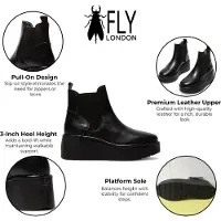 Fly london Dames Zwarte HELY268 Chelsea Leren Enkellaarsjes met Platform Comfort