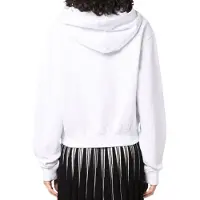 OFF-WHITE Gebroken witte cropped witte hoodie met geometrisch logo