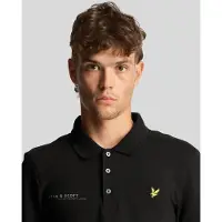 Lyle & Scott heren polo met lange mouwen en bijpassende print in het zwart