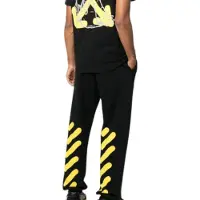 OFF-WHITE Gebroken witte Crystal Wiz slanke zwarte joggingbroek met manchetten