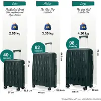 Infinity Leather Harde groene kofferset met 8 wielen, TSA-koffer voor op reis