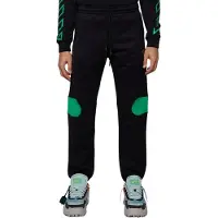 OFF-WHITE Gebroken witte groene Diag Outline Design zwarte joggingbroek met manchetten