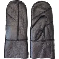 Infinity Leather Dames Zwarte Echte Echte Schapenvacht Leren Wanten Warme Handschoenen