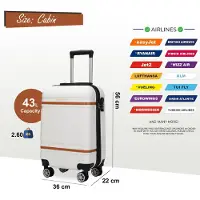 Infinity Leather Harde crèmekleurige witte handbagagekoffer, robuuste ABS lichtgewicht bagage, vakantietas