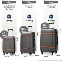 Infinity Leather Hardshell Charcoal Black Cabine Kofferset Robuuste ABS Lichtgewicht Bagage Vakantietas