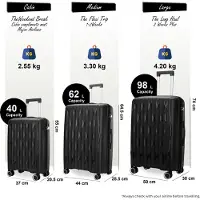 Infinity Leather Harde zwarte kofferset met 8 wielen, TSA-koffer voor op reis