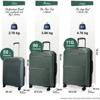 Infinity Leather Uitbreidbare olijfgroene harde PP 8-wiel bagage reiskofferset voor handbagage en vakantie